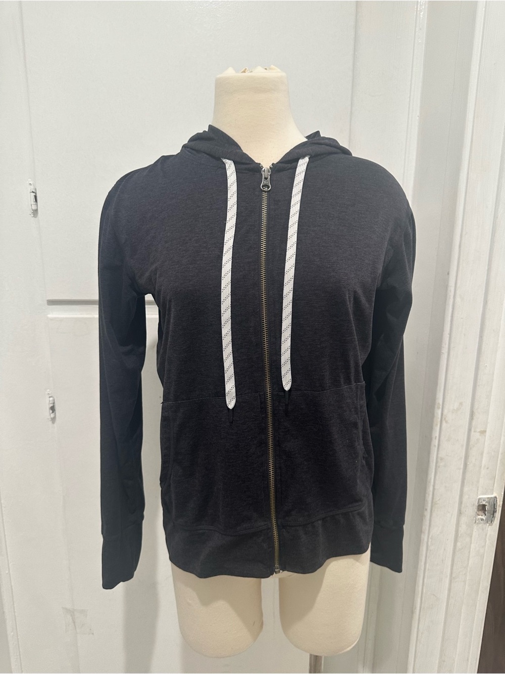 Kirkland Signature Dark Gray Hooded Sweatshirt with White Logo Accent